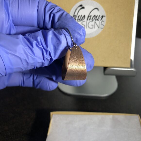 Copper Scoop Earrings Small Arc Shaped Handmade Jewelry By Blue Hour Design - Picture 2 of 10